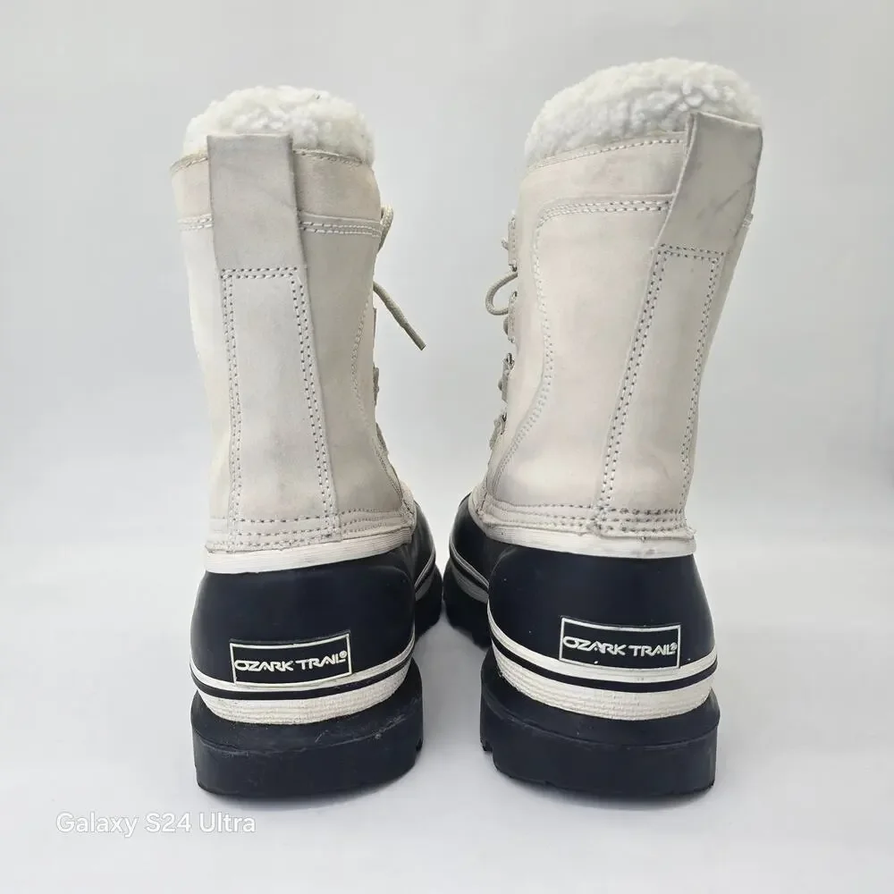 Ozark Trail Winter Snow Boots 3M Thinsulate Waterproof White Leather Men's 11